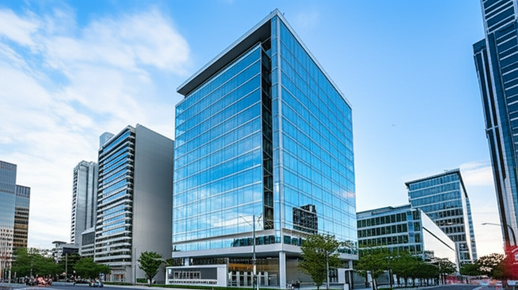 Vrinda Financial Solutions modern office building with professional corporate branding